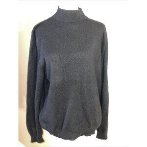 Charter Club Petite Black Mock Neck 100% Cashmere Sweater Pullover Cozy Sz LP